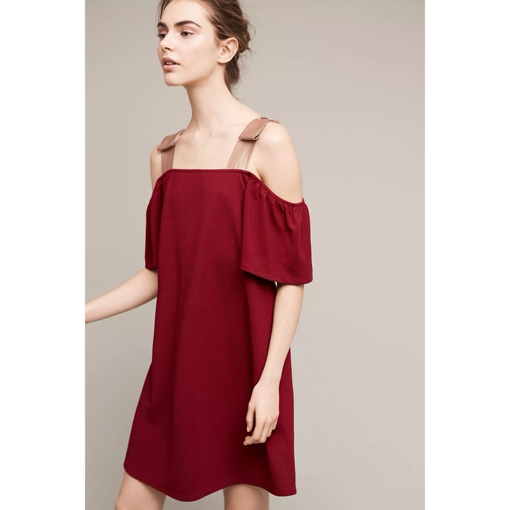 Anthropologie Bowed Open-Shoulder Tunic Dress